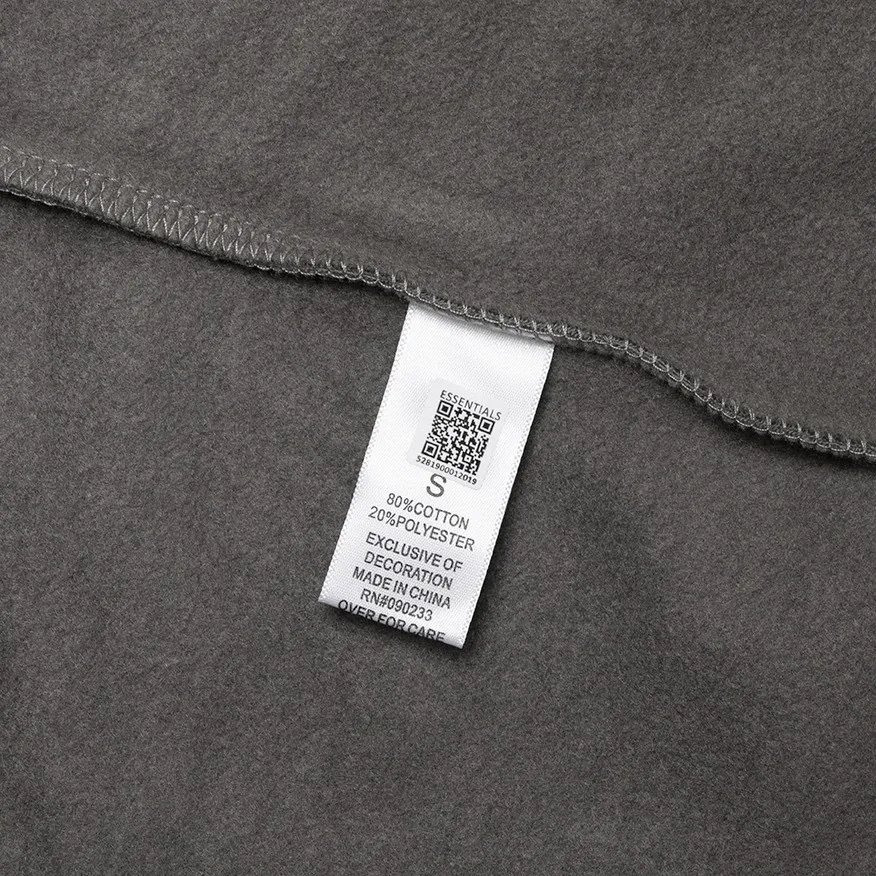 🦋 、Hot Sale🦋 118 FEAR OF GOD ESSENTIALS FOG LOGO 1:1 YUAN ZP 32 LOGO ZP TPU (ZP ) LOGO 3M ‼️ Size：S-XL ： Gray